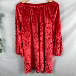 Harper Canyon Girls Red Chinoise Crushed Velvet Long Sleeves Dress